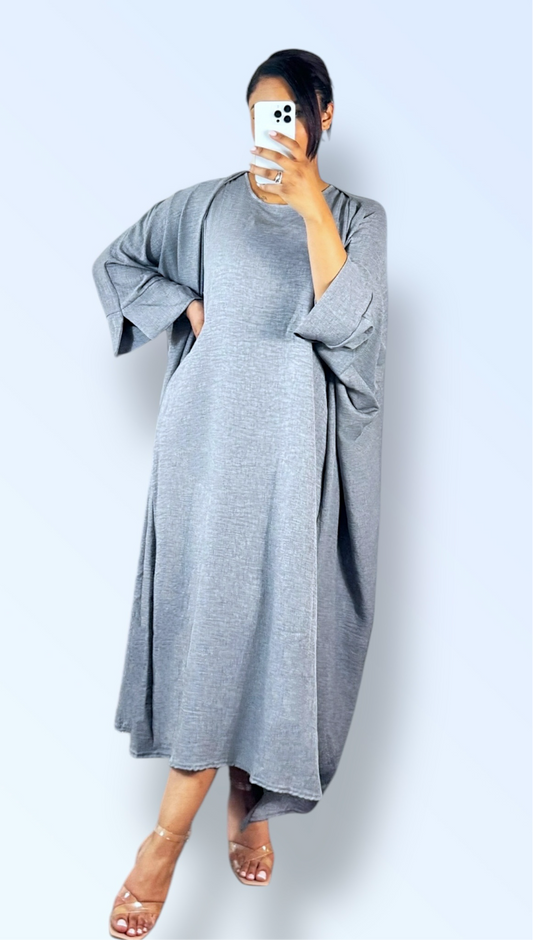 AMINA ABAYA SET GREY