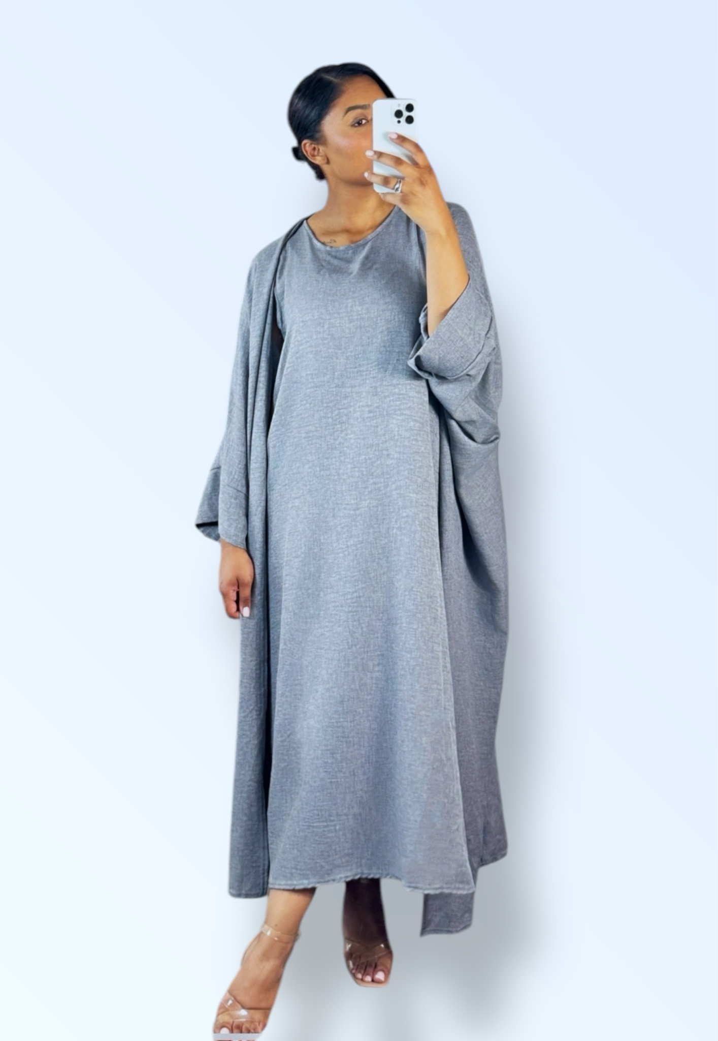 AMINA ABAYA SET GREY